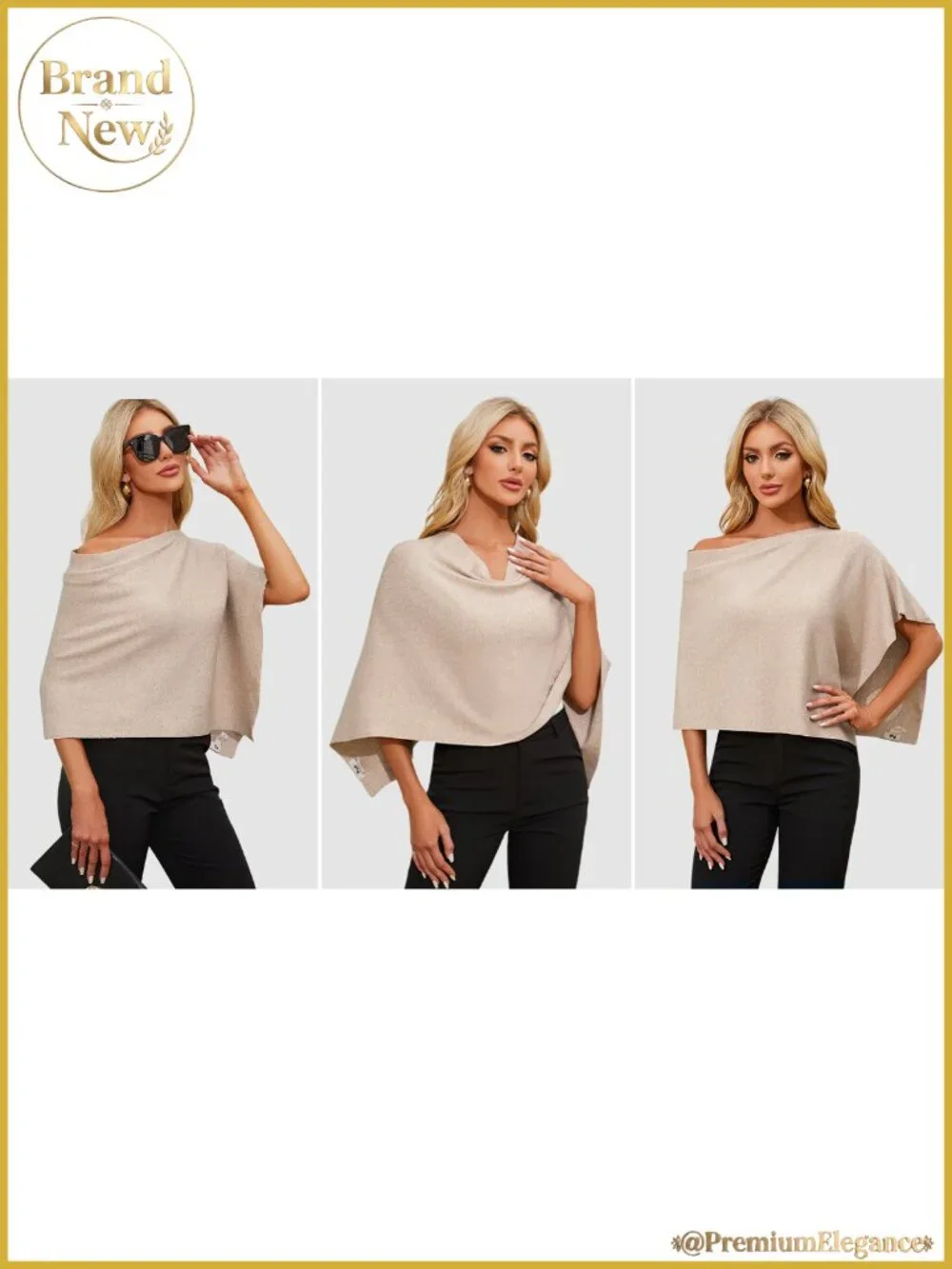 Cropped Poncho Sweater Slim Fit Pull Over Multi-Way Viscose Blend Knit Wrap